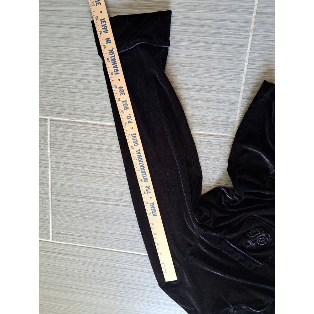 Lauren Ralph Lauren Black Velvet Button-Front Pajama Top XL Embroidered Pockets - Picture 9 of 12